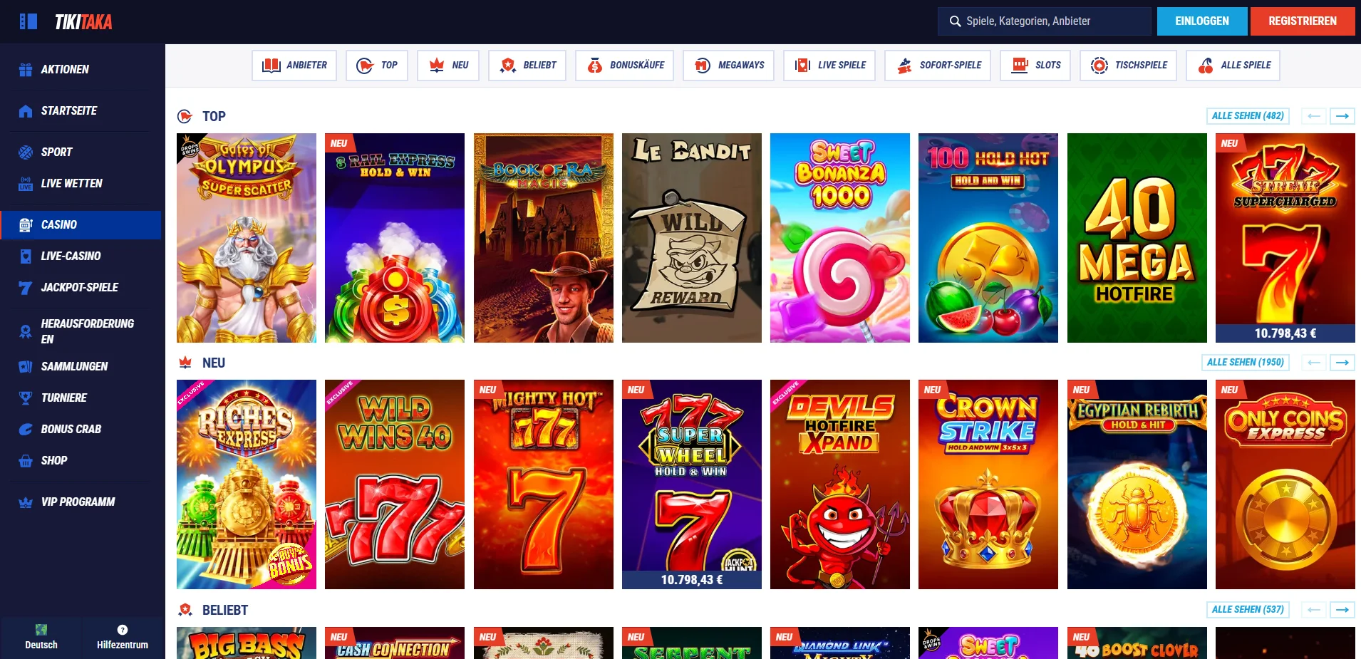 TikiTaka Casino Übersicht